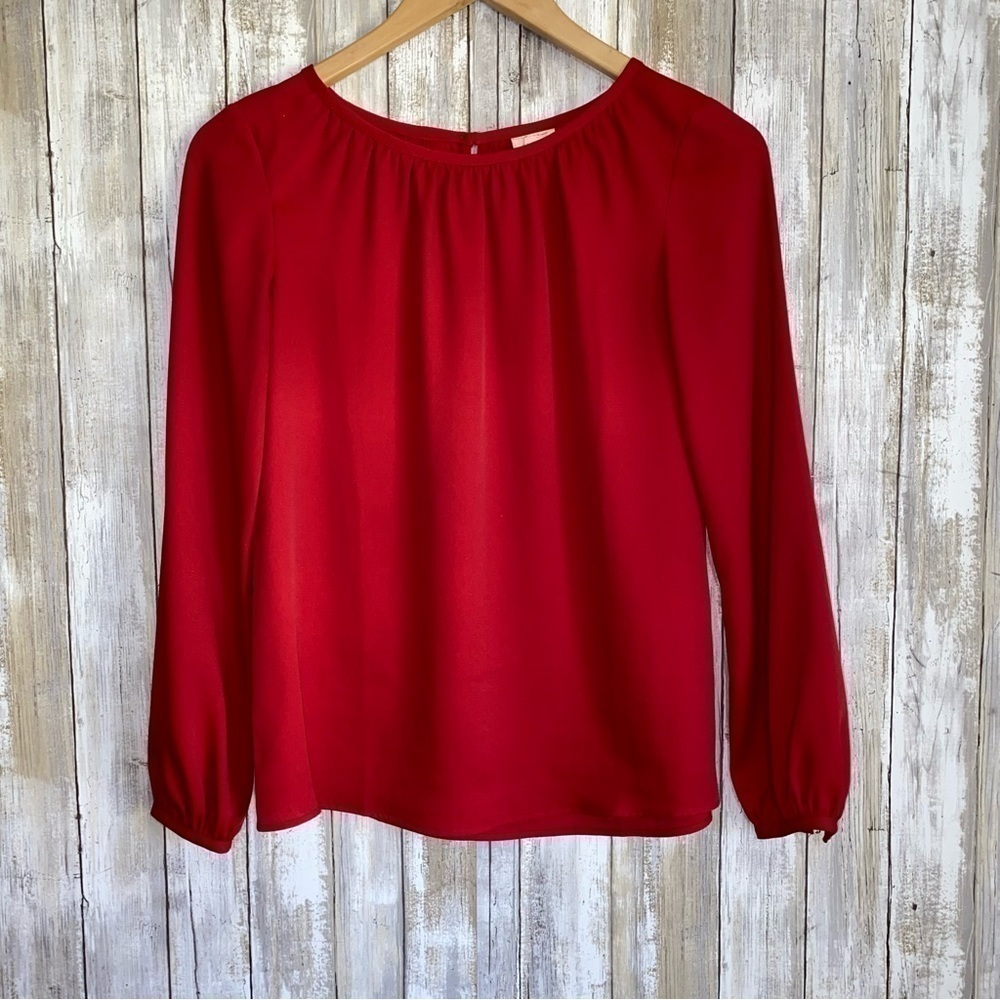 Loft Red Long Sleeve Blouse